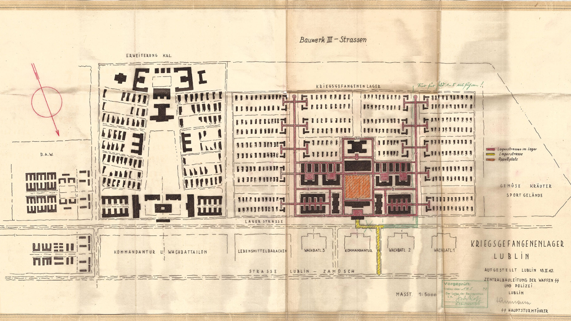 Historyczna mapa - plan zabudowy obozu 