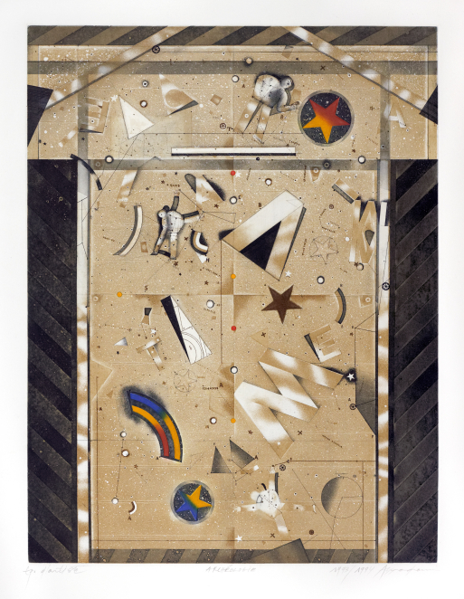 Kolaż wielu elementów graficznych na prostokątnym tle 