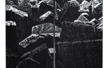 elementy kamiennych bloków pierzące się ku górze zakończonej półokręgiem 