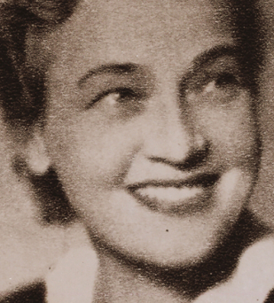 Młoda uśmiechnięta kobieta ubrana w ciemną bluzkę z białym kołnierzykiem 